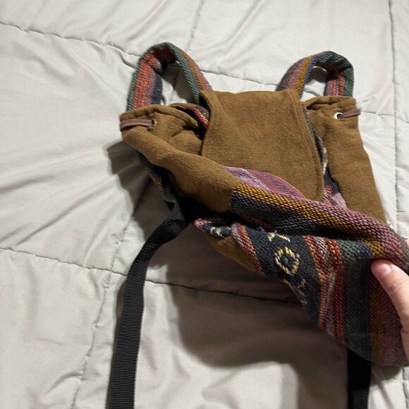 Handmade Hemp Backpack Nepal Fair Trade Hiking Boho Colorful Gorpcore School Bag